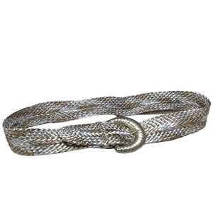 Women's Metallic Woven Buckle Belt Small